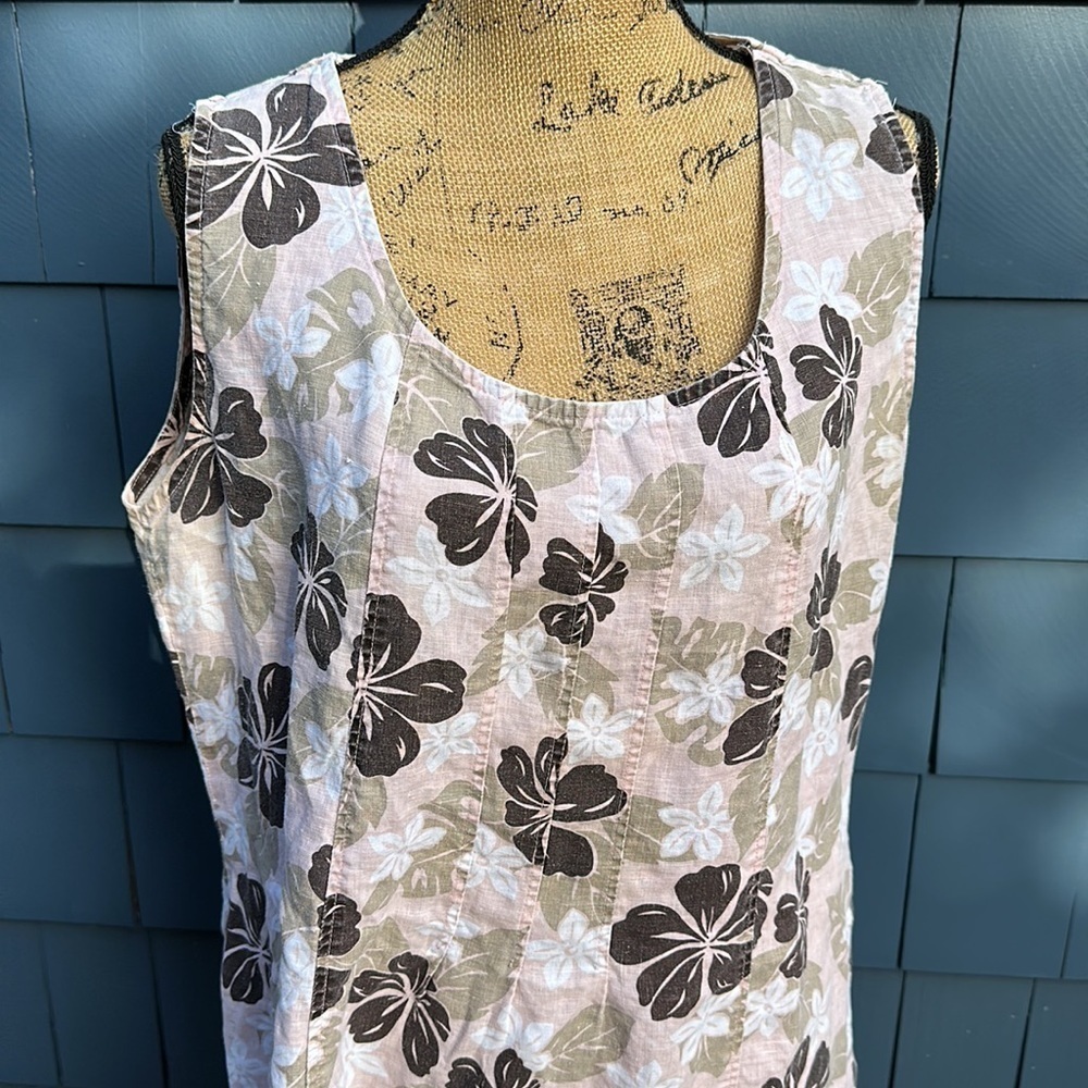 🤎🩷🤎Kaua’ iana Hawiian tank dress linen, pink, tan and brown cotton 1X tiki - Picture 2 of 8